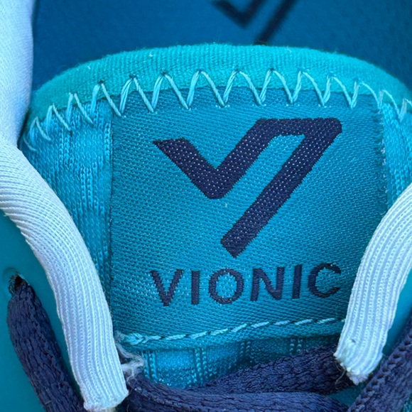 VIONIC s8.5 ocean blue sneakers-gently loved-few light stains-foot/leg alignment - Picture 6 of 9